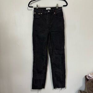 Abercrombie and Fitch The 90s Straight Ultra High Rise Black Denim Jeans Sz 26 R